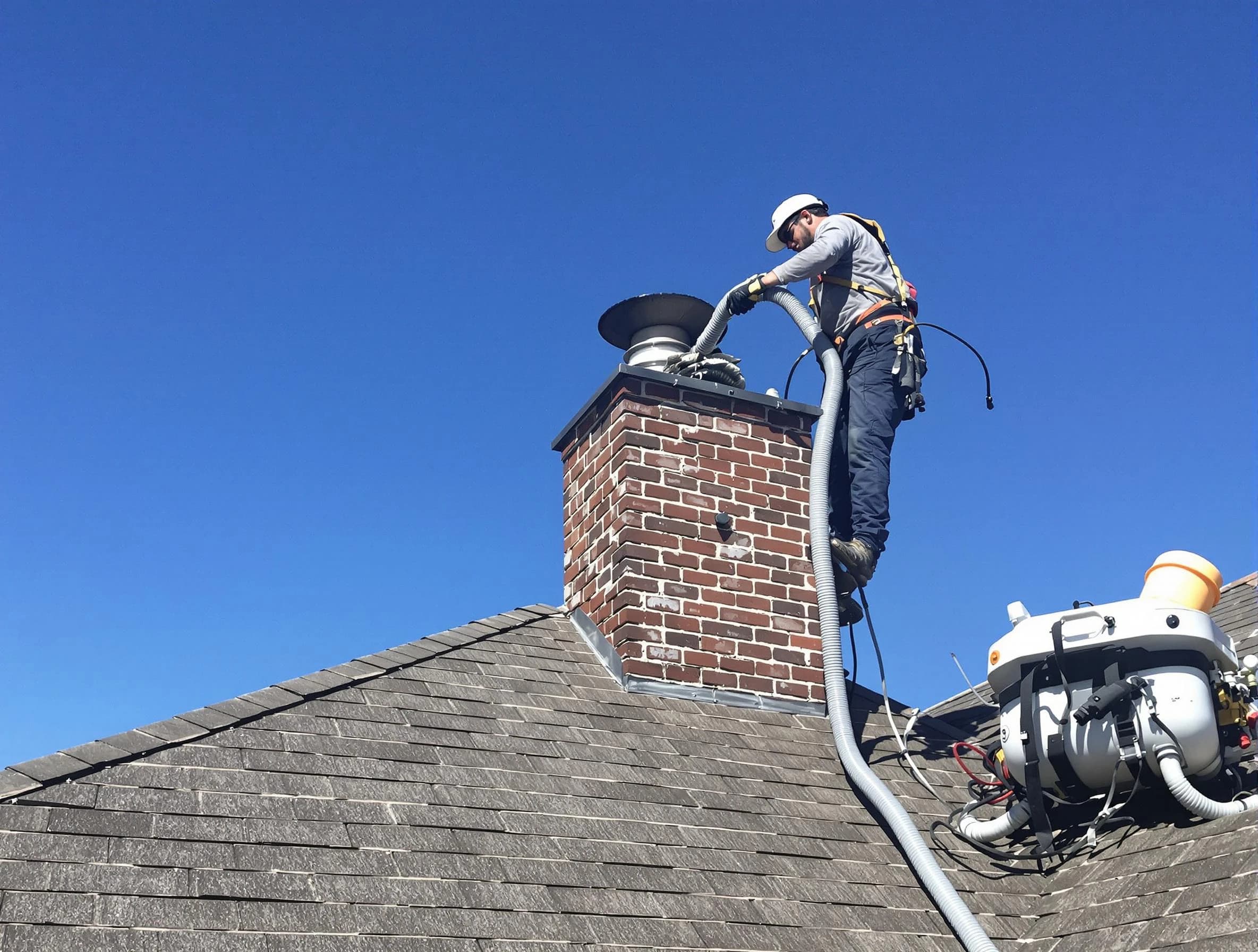 Dedicated Springville Chimney Sweep team member cleaning a chimney in Springville, UT