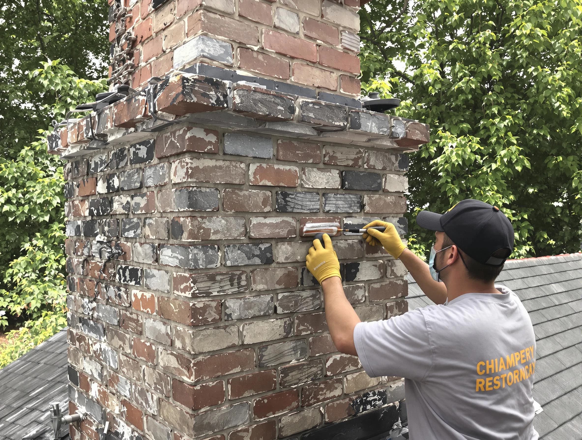 In-progress chimney restoration by Springville Chimney Sweep in Springville, UT