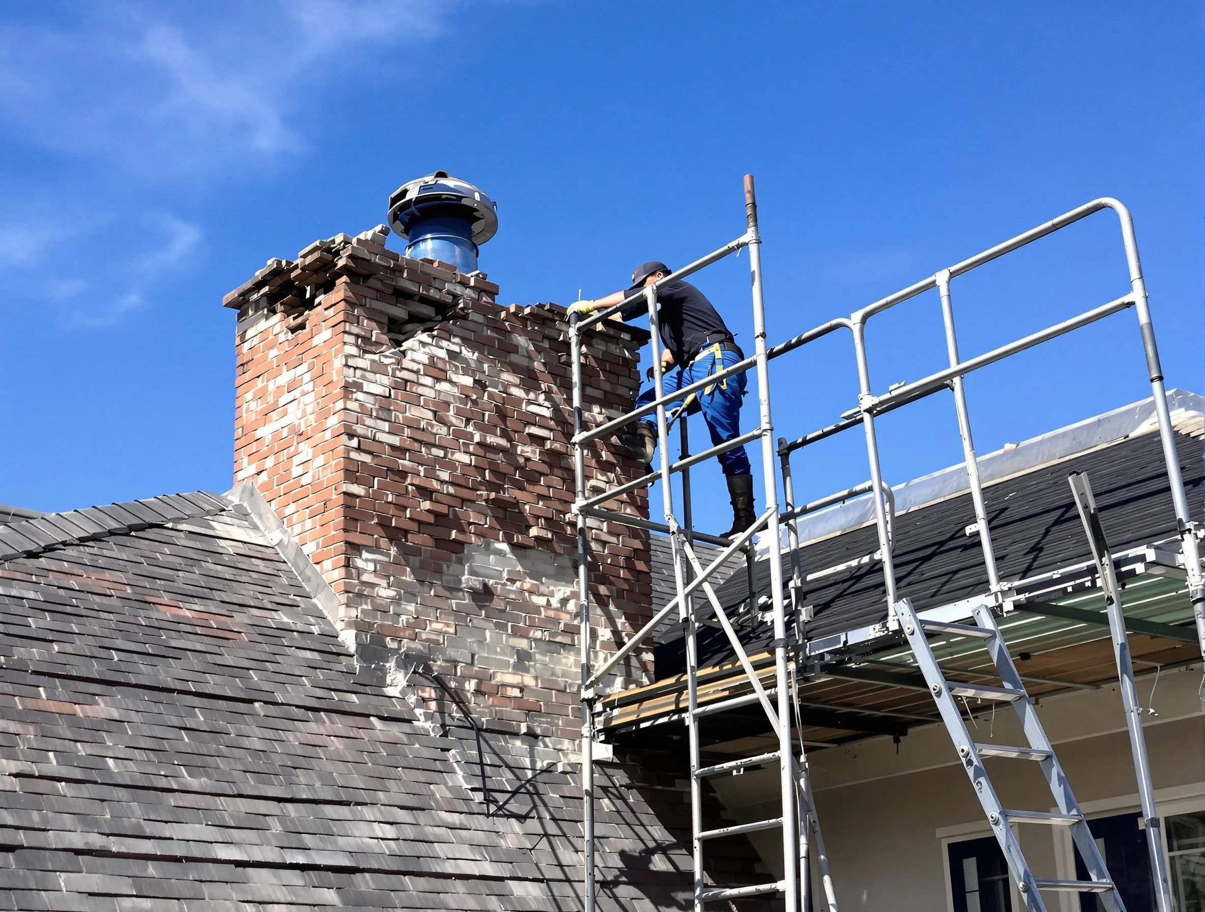Rebuilding a chimney structure by Springville Chimney Sweep in Springville, UT