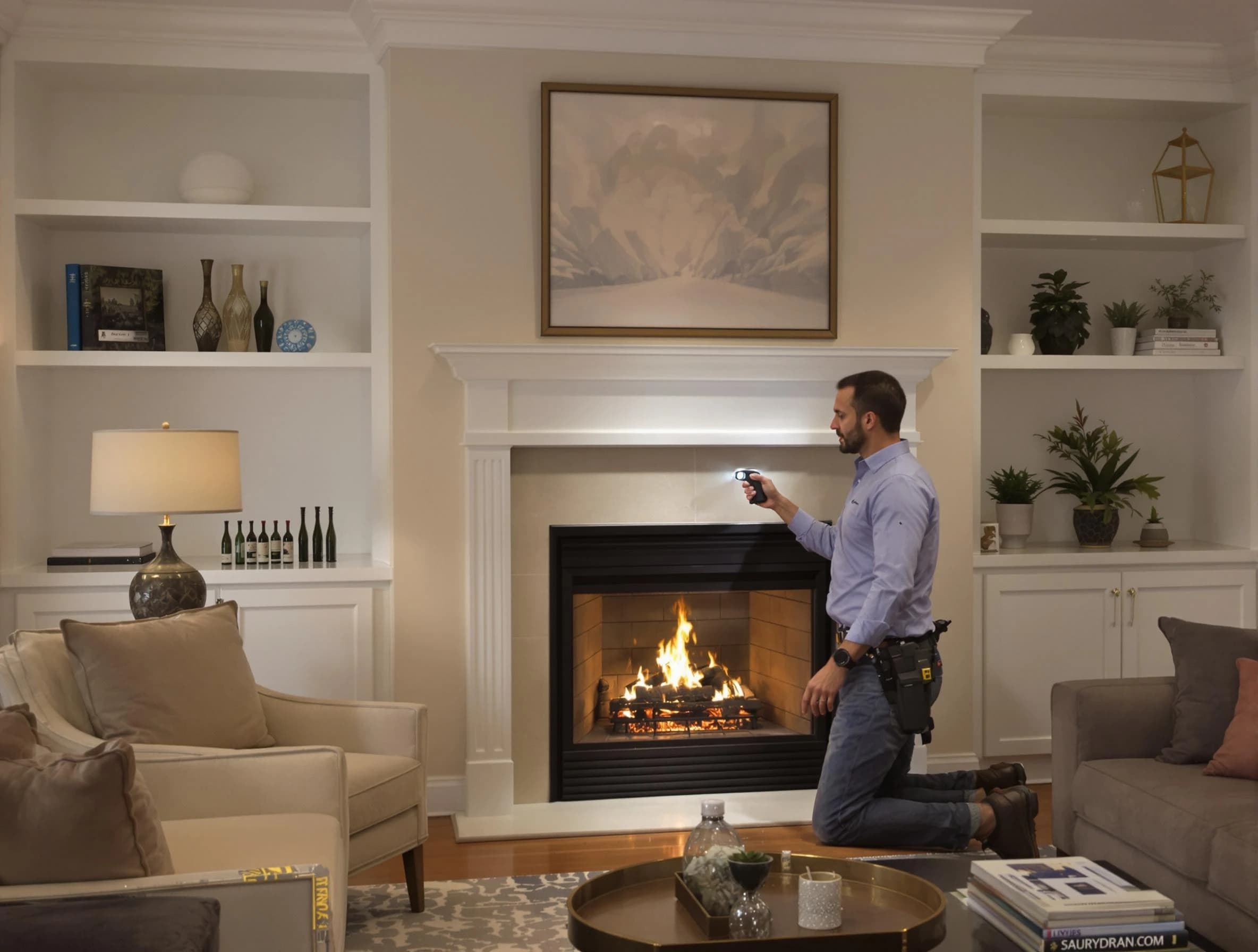 Springville Chimney Sweep conducting a fireplace safety inspection in Springville, UT