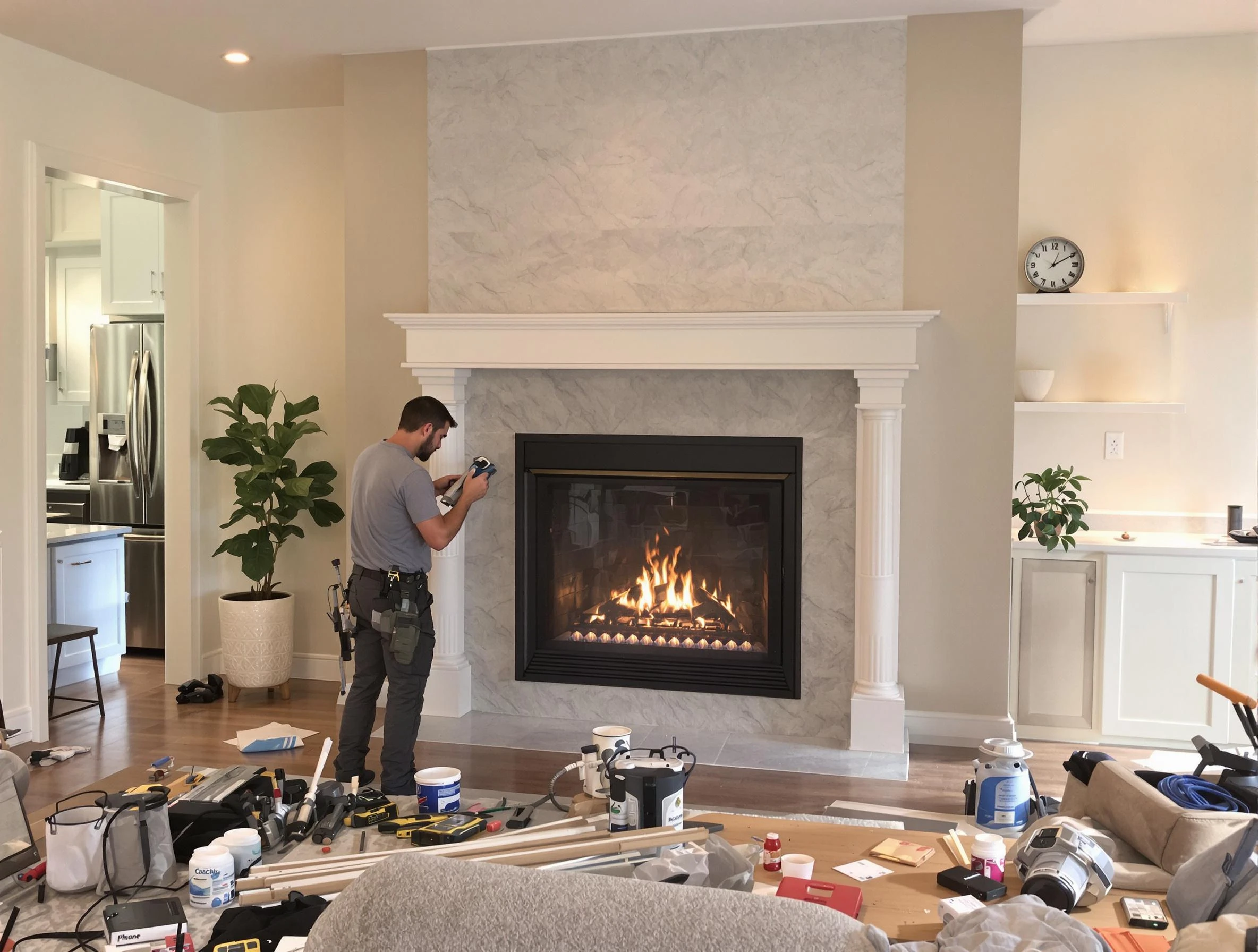Newly installed fireplace by Springville Chimney Sweep in Springville, UT